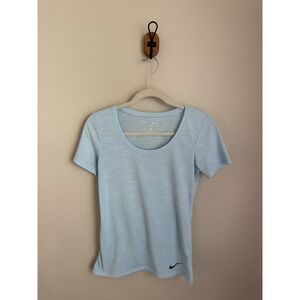 Nike Dri-FIT Scoop Neck T-Shirt Womens XS Light Blue Excellent Slub Knit Top